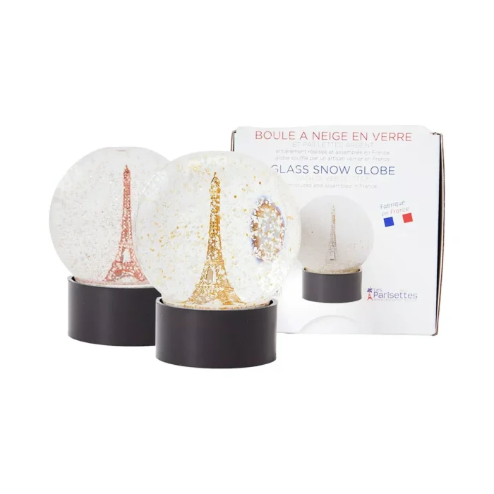 Eiffel Tower glass snow globe, snow and copper glitter - Image 3